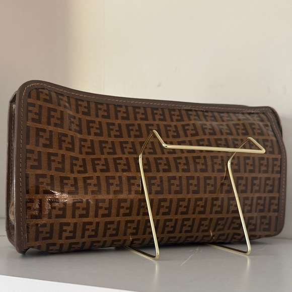 Fendi Handbags - Authentic Fendi Tan Monogram Clutch/Pouch with COA